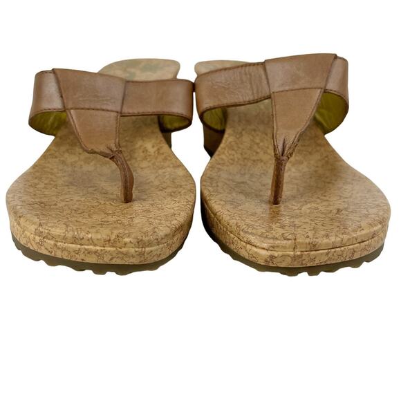Timberland Wedge Thong Sandals 8 Brown Leather Cork - Picture 11 of 11